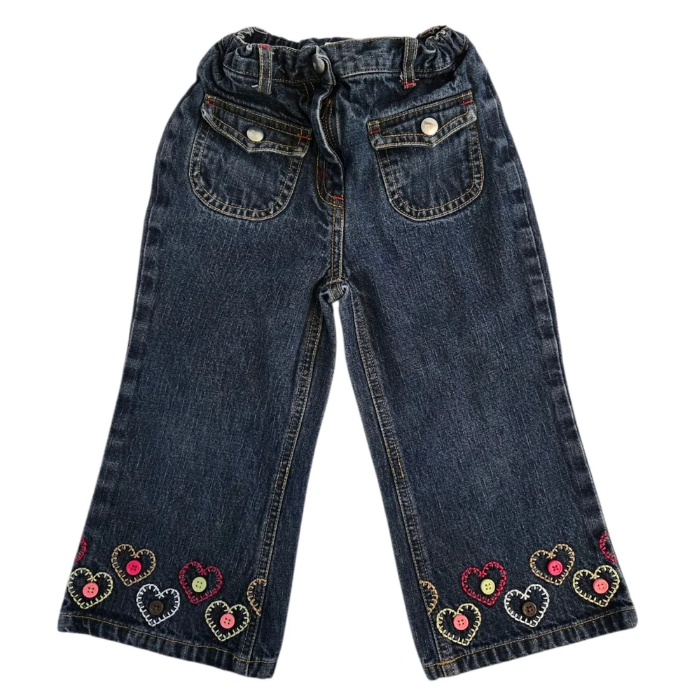 Gymboree Y2k Denim Jeans with Heart Embroidery